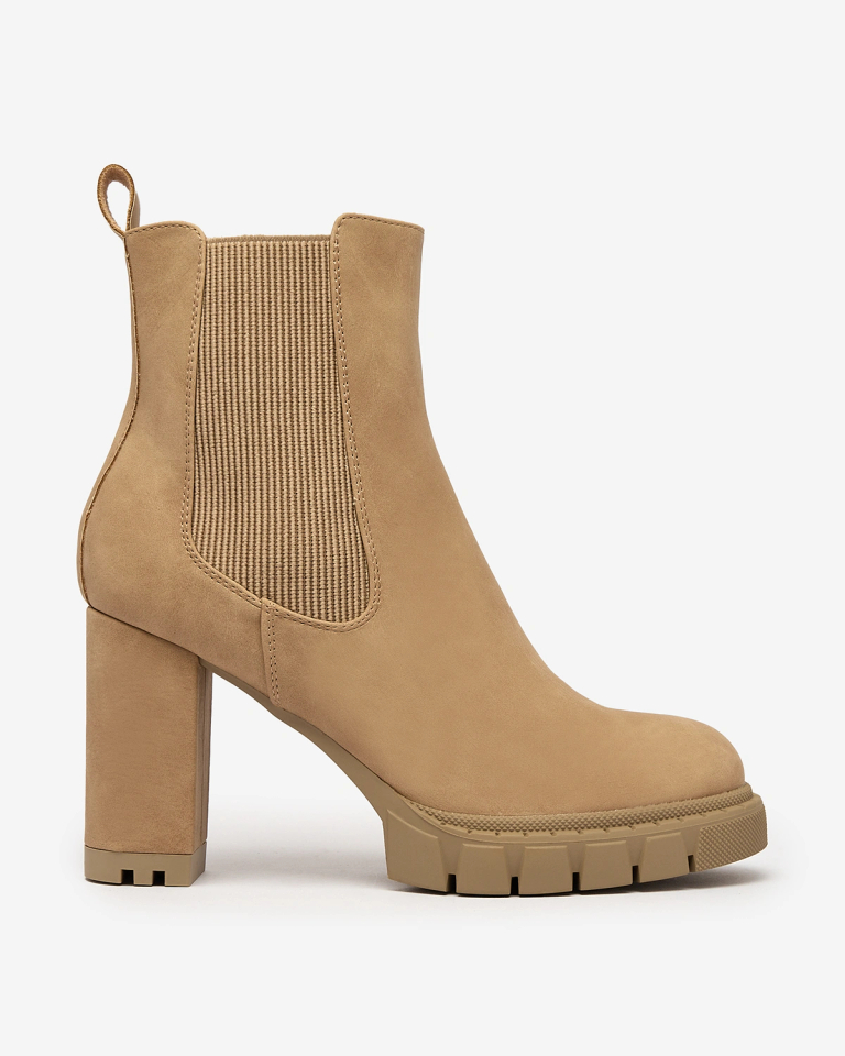 Royalfashion Светлокафяви дамски ботуши с висок ток Seihay