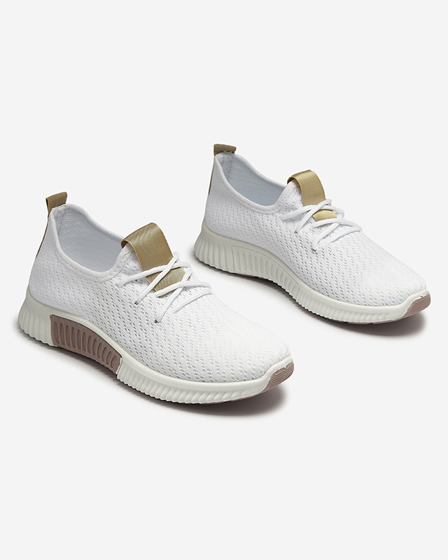 Бели дамски спортни обувки с кафяви вложки Kedeti - Обувки