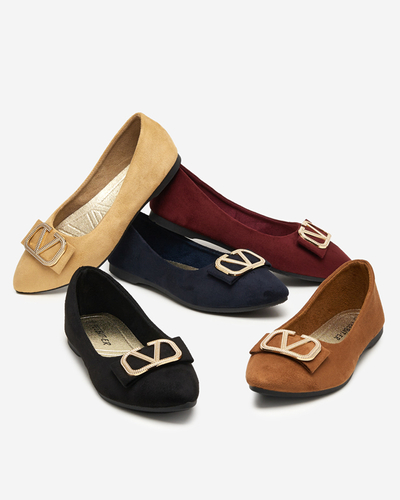 Damskie beżowe baleriny z ozdobą na nosku Cavo - Obuwie