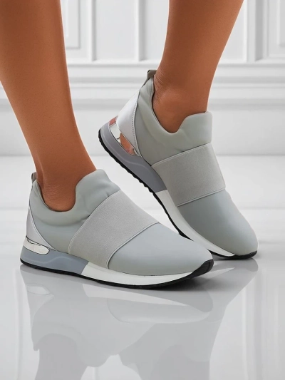 Дамски маратонки Selene Grigio равна подметка гълъбово сив модерен стил