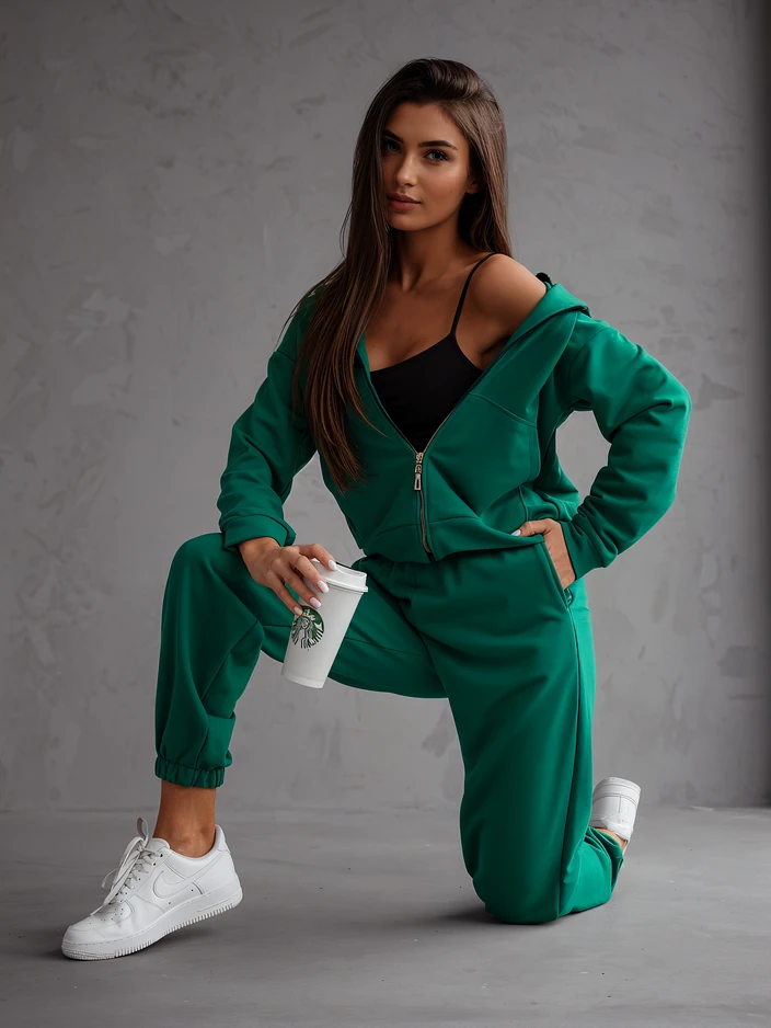 Royalfashion Женски комплект памучен тренировъчен екип