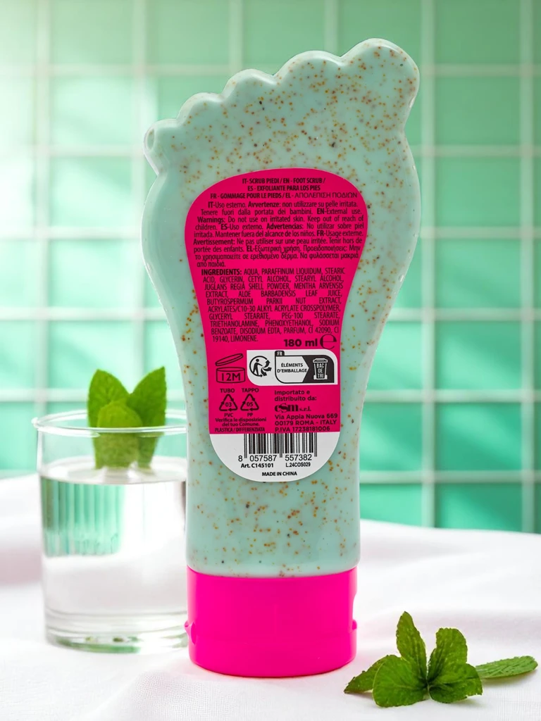 Едрозърнест скраб за стъпала Мента