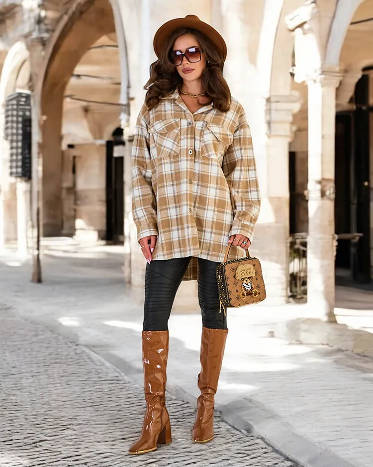 Royalfashion Дамско памучно палто тип риза