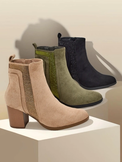 Роалфешън Дамски глезенови ботуши на ток Веното