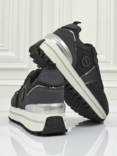 Дамски сникърси Callista Nero на платформа 4 см, екологична кожа