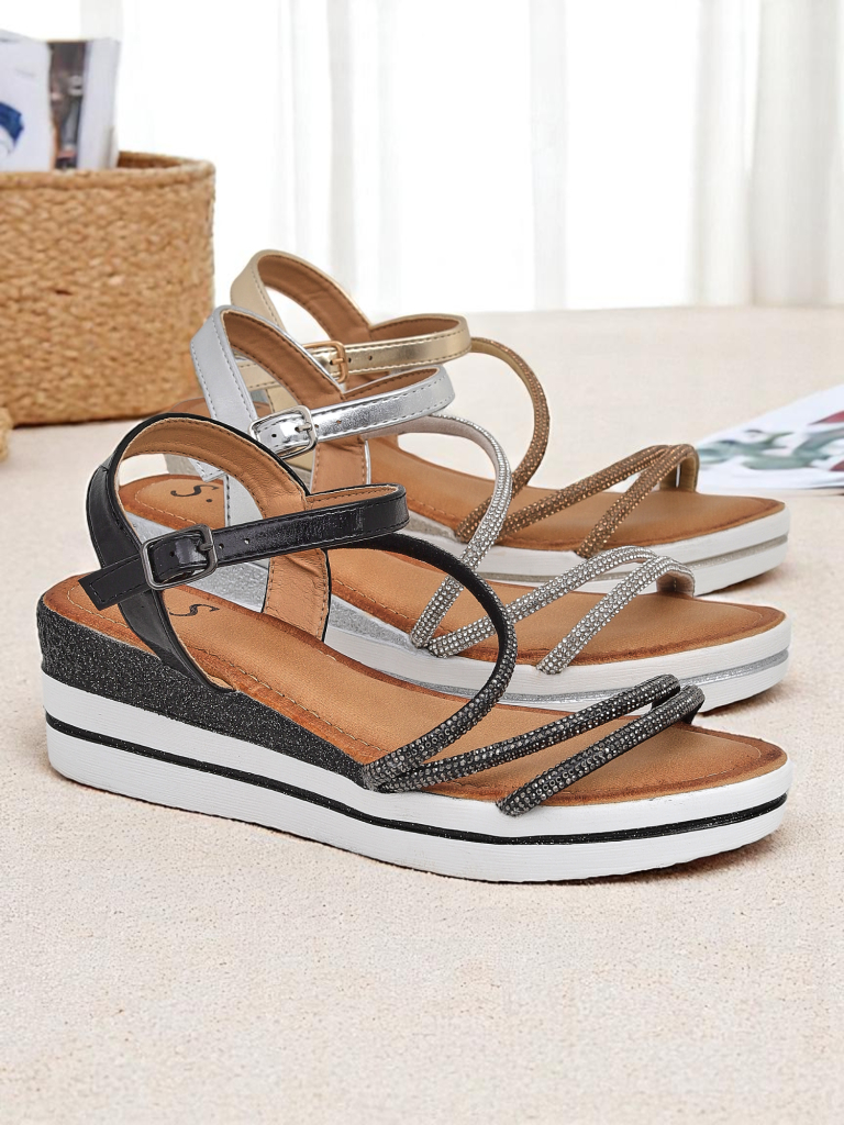 Royalfashion дамски сандали на платформа със стразове Ballosa