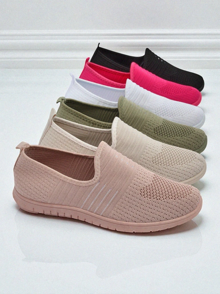 Дамски обувки Aelia розови от плат, удобни мокасини на равна подметка