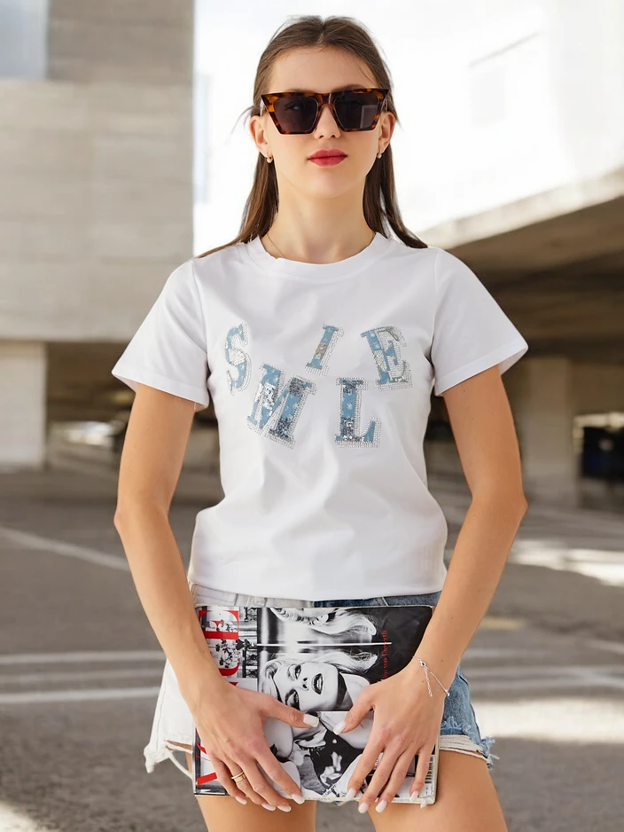 Royalfashion дамска памучна блуза с надпис