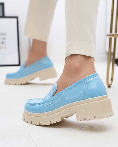 Royalfashion Сини лакирани мокасини за жени Noppel