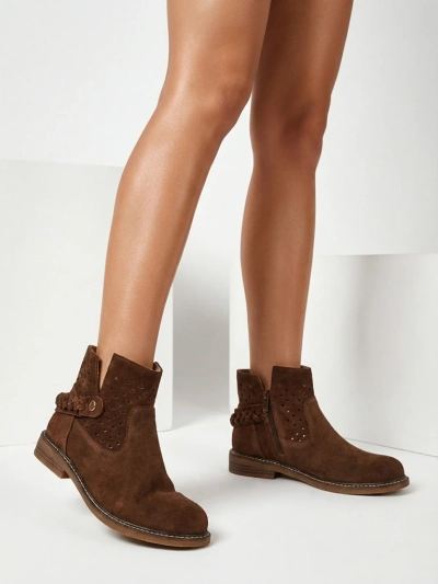 Ажурни дамски ботильони от естествена кожа Unimi