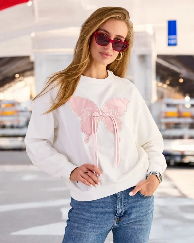 Royalfashion Дамски памучен суитшърт с тънък принт