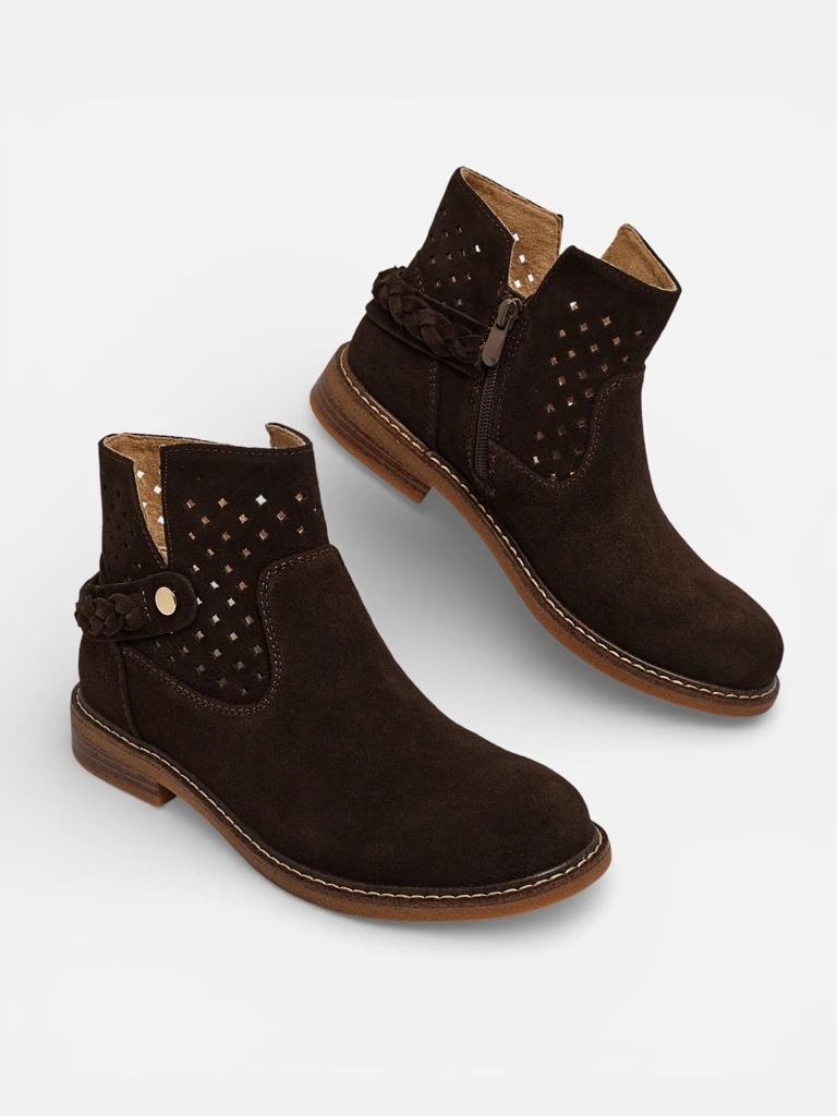 Ажурни дамски ботильони от естествена кожа Unimi