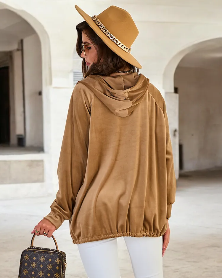 Royalfashion Дамски суитшърт с качулка без цип