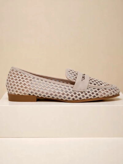 Бежови мокасини Royalfashion Primavera Aelia от плат с бадемов нос