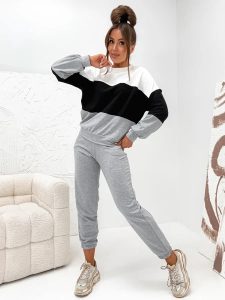 Royalfashion Памучен Дамски комплект спортен екип на райета ChillFlex