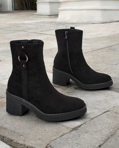 Дамски глезенови ботуши Royalfashion на ток Борон