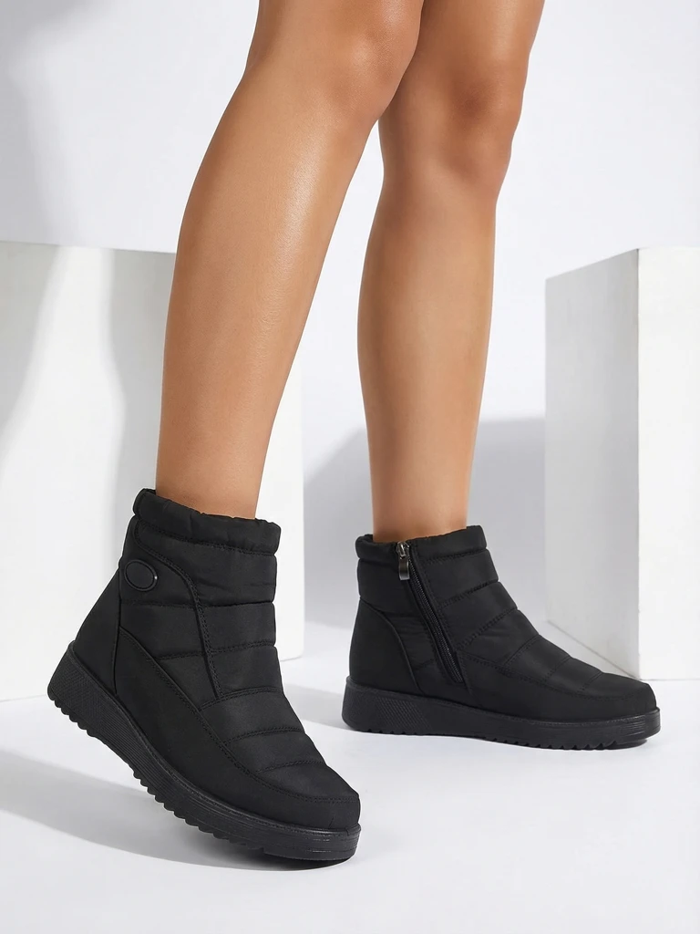 Дамски боти Athena черни от плат за есента и зимата