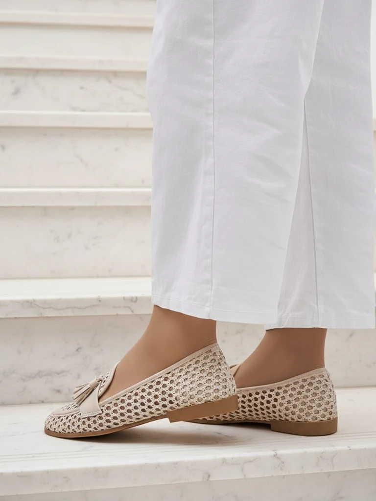 Бежови мокасини Royalfashion Primavera Aelia от плат с бадемов нос
