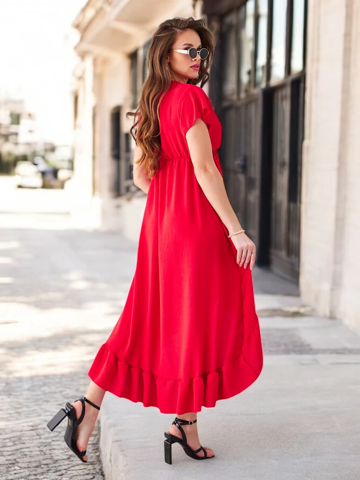 Midi рокля Royalfashion за жени с асиметричен подгъв