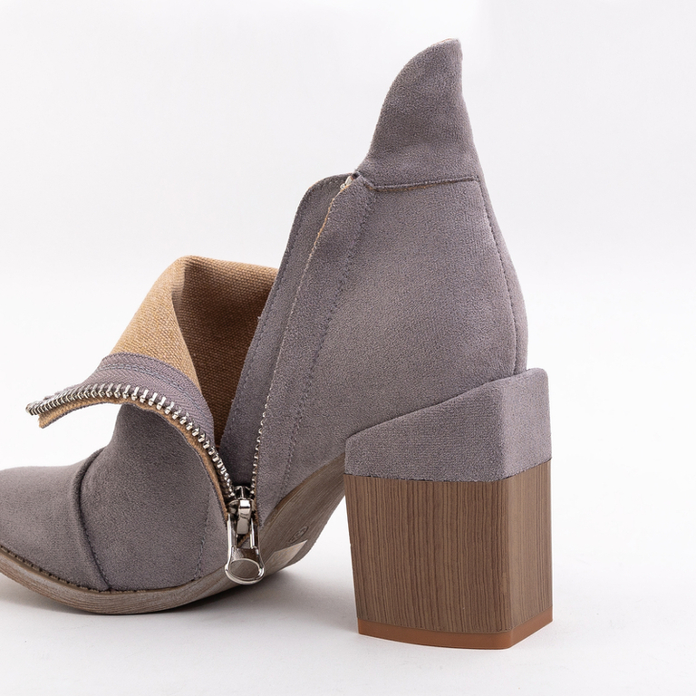 Дамски боти Luna Гълъбово Сиви Кожени Елегантни за Есента