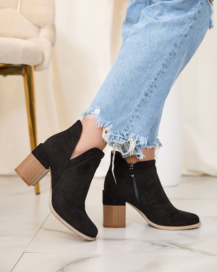 Royalfashion Black Lemere ботуши с квадратен ток