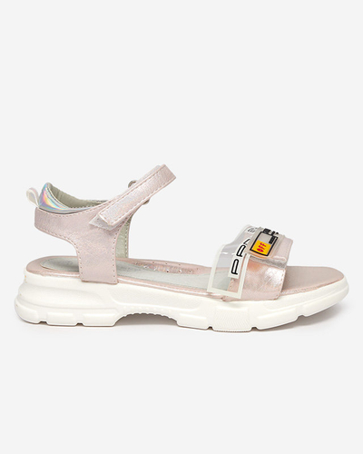 Jasnoróżowe błyszczące sandałki dziewczęce Lorij- Obuwie