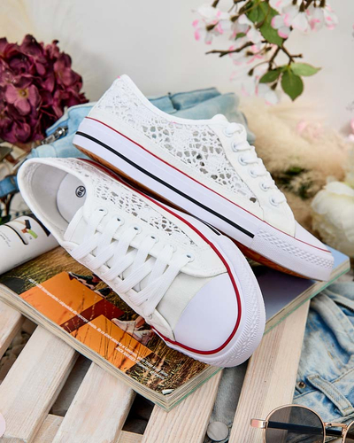 Aurelia Bianco - Ажурни бели кецове Royalfashion от плат, размер 40