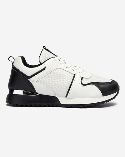 Białe sportowe damskie buty z czarnymi wstawkami Ruby - Obuwie