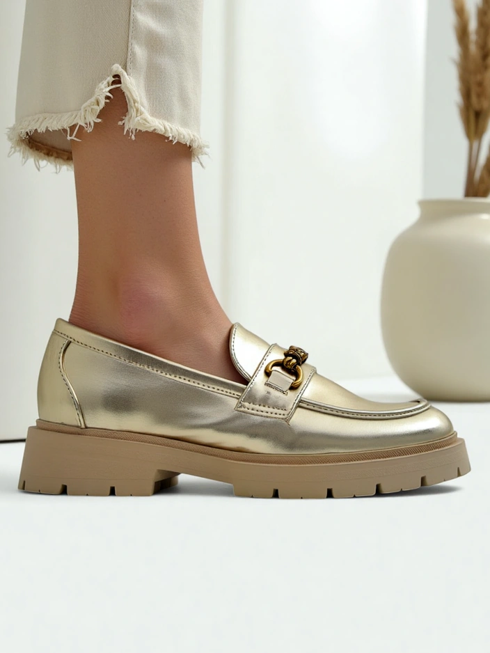 Royalfashion Женски мокасини с позлата Goldlove