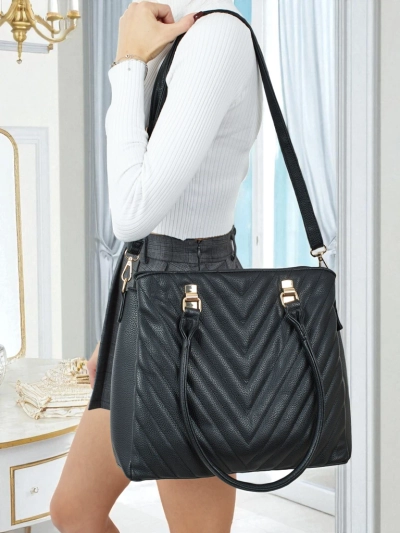 Дамска чанта shopper от еко кожа с щампа Corvella