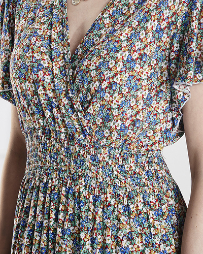 Флорална дамска миди рокля в зелено- Облекло