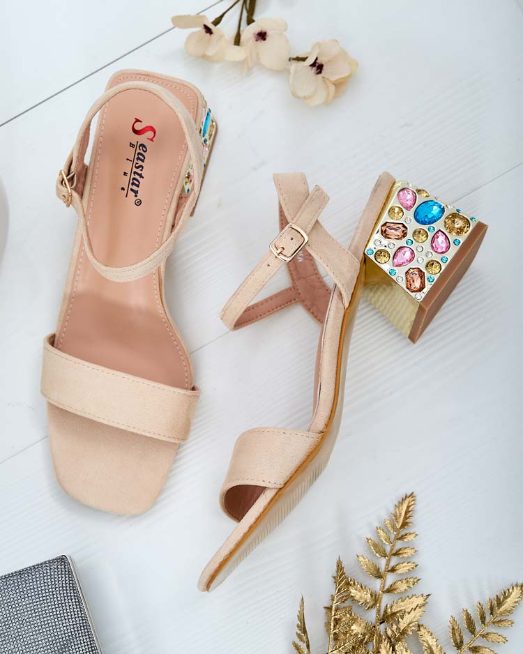 Royalfashion Дамски сандали на ток с кристали Ohvare