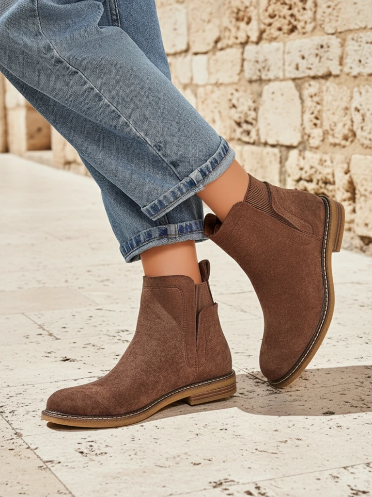 Дамски боти в стил Челси от еко-велур Veysi