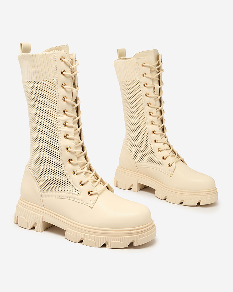 Royalfashion Дамски ажурни ботуши с дантела Buhomias