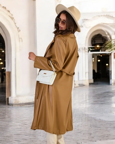 Royalfashion Дамско палто с връзки