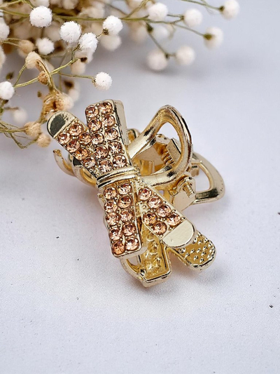 Royalfashion Шнола за коса с кристали Златна шнола