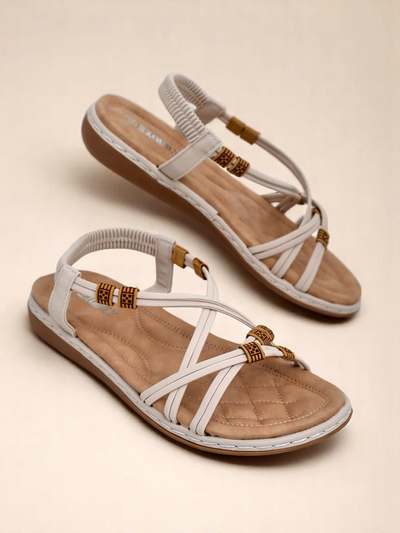 Дамски сандали Royalfashion Aelia бежови от екологична кожа