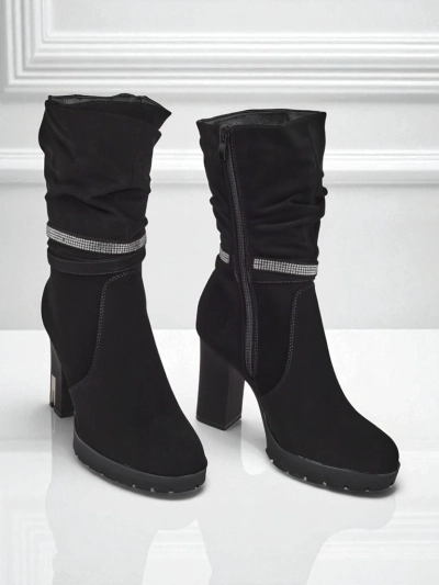 Матови дамски боти на ток Ashen Bloom