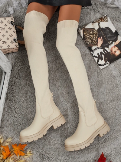 Дълги дамски ботуши тип „слип-он“ Orlina