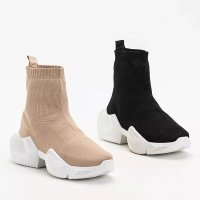 OUTLET Wysokie beżowe buty sportowe damskie Fisa - Obuwie