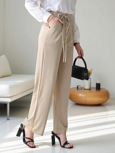 Royalfashion Широки женски панталони с странични връзки