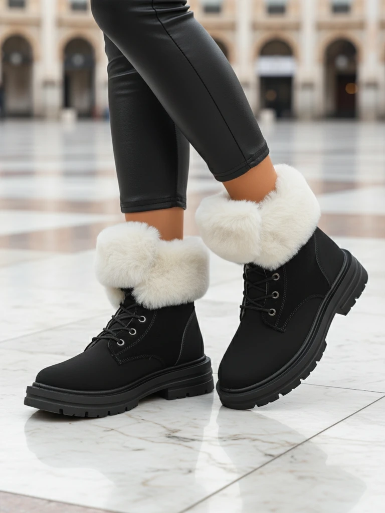 Royalfashion дамски обувки до глезена с подплата от козина Nasaha