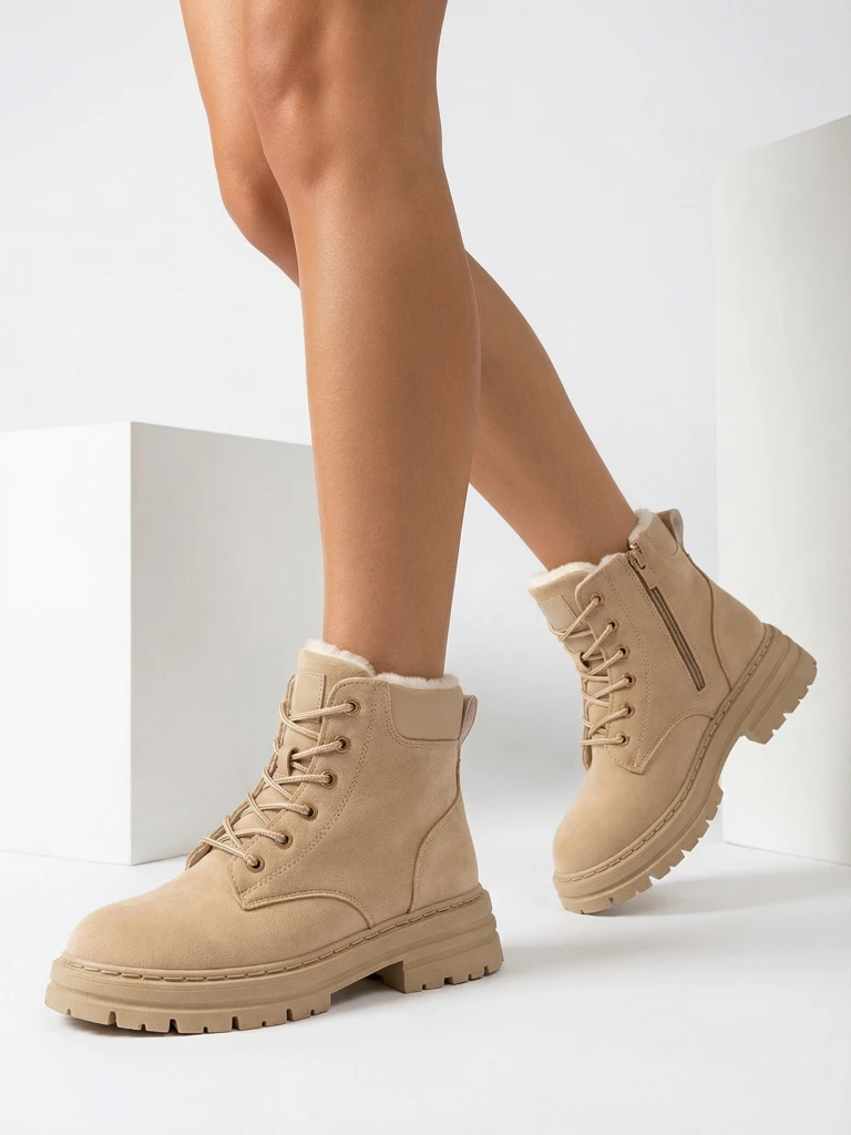 Royalfashion Светлокафяви дамски изолирани ботуши тип "трапер" Radoras