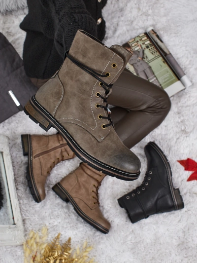 Дамски боти Ravonna от еко кожа с връзки