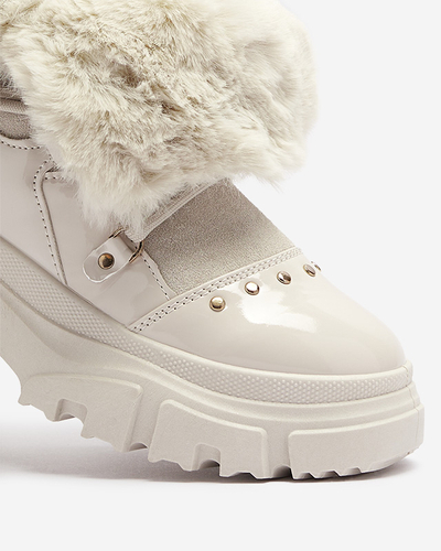 Бежови дамски ботуши за сняг с връзки Fentes- Footwear