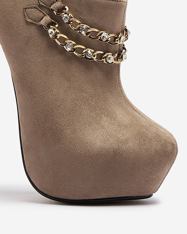 Сиво-бежови дамски обувки с висок ток Ehcso- Footwear