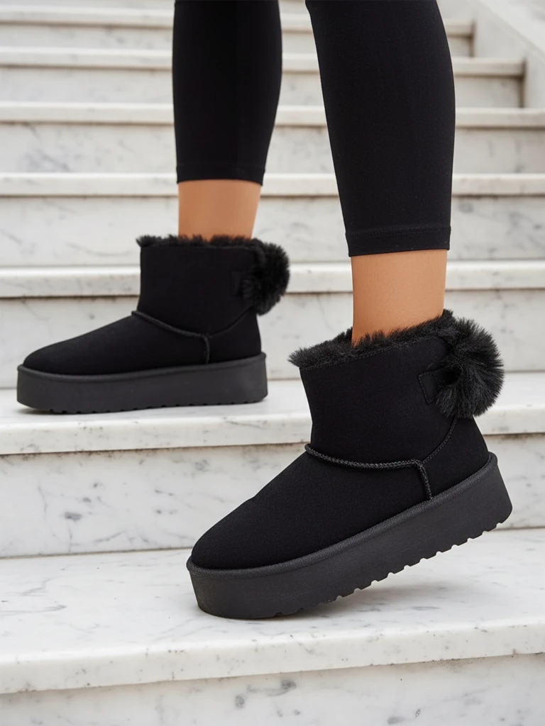Royalfashion Дамски ботуши a'la snow boots в черно Goroggo