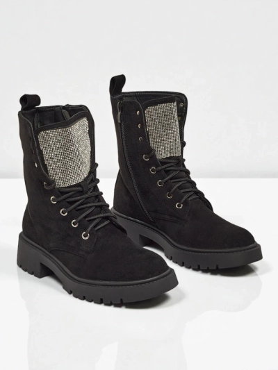 Дамски еко велурени боти с връзки Ferlyne