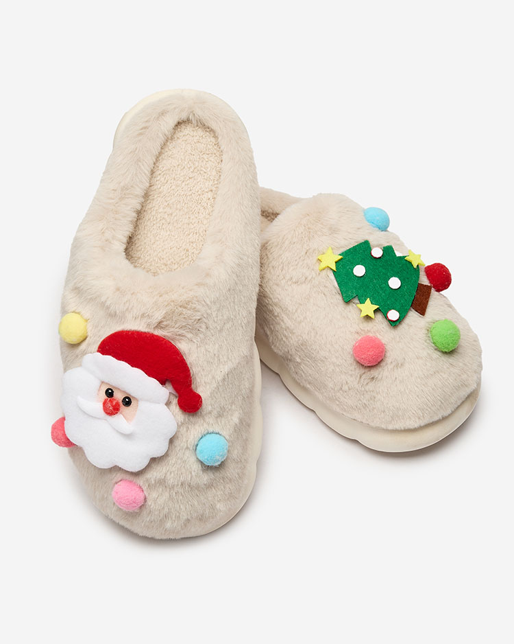 Royalfashion Коледни дамски чехли в бежово Fertemse