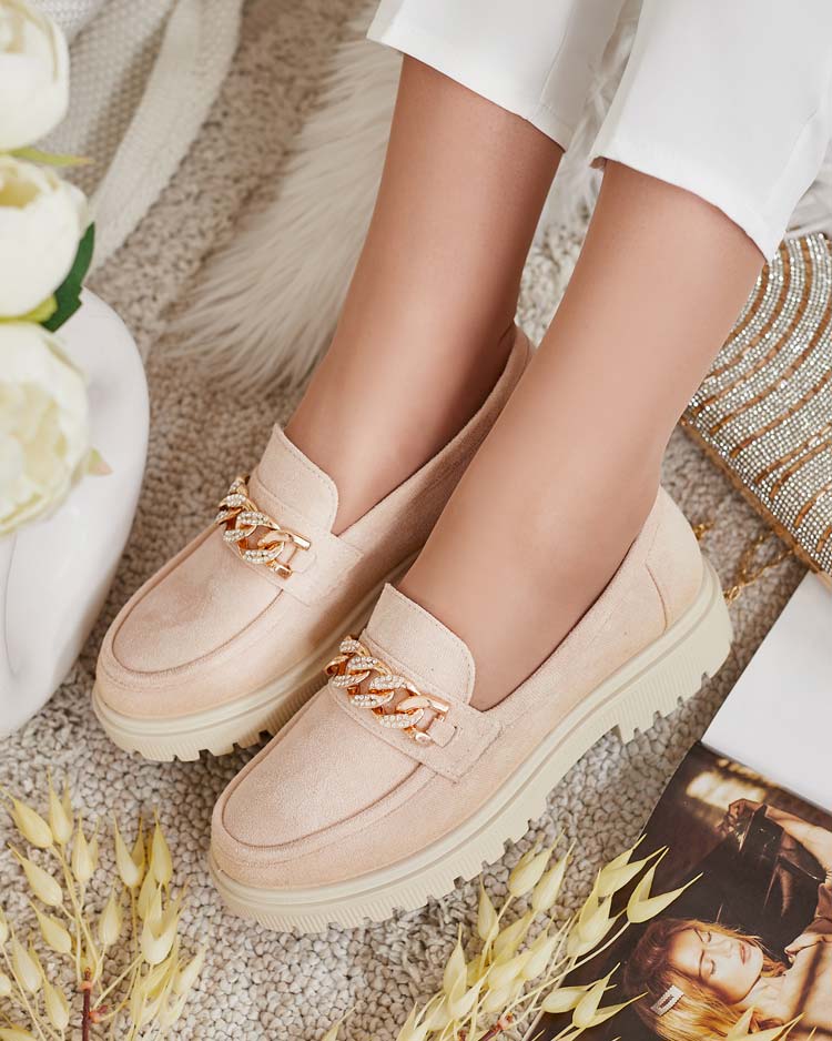 Royalfashion Дамски мокасини от еко велур с орнамент Lehels